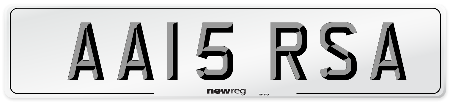 AA15 RSA Number Plate from New Reg